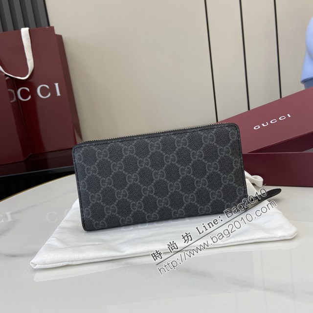 Gucci專櫃古馳最新款Emblem系列經典圖案全拉鏈錢包男士長錢夾 jh2699型號：821207